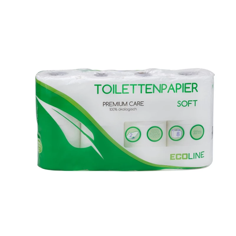Toilettenpapier 2 lagig weiß recycl. 250 Blatt ECOLABEL, 64 Rollen