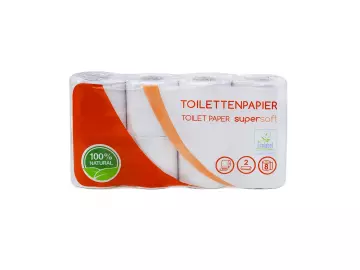 Toilettenpapier 2 lagig weiß recycling 8er 400 Blatt Karton, 128 Rollen