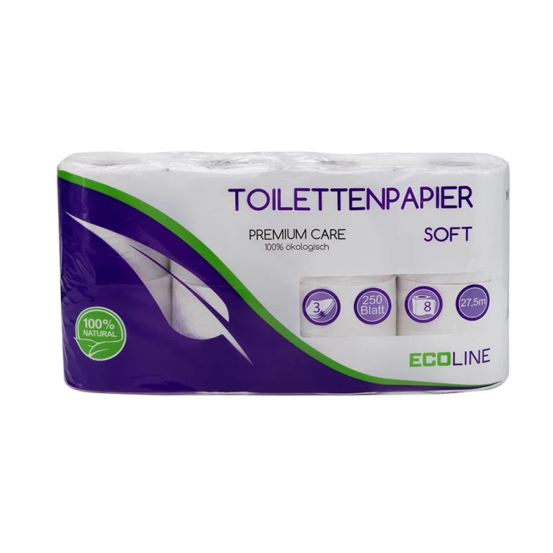 Toilettenpapier 3 lagig 100% recycling 250 Blatt 8er, 128 Rollen