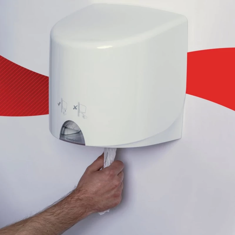 WypAll® L10 Papierwischtuch für die Reinigung im Service & Einzelhandel - Centrefeed for Reach+™ / Weiß 1-lagig 6 Rollen à 500 Tücher